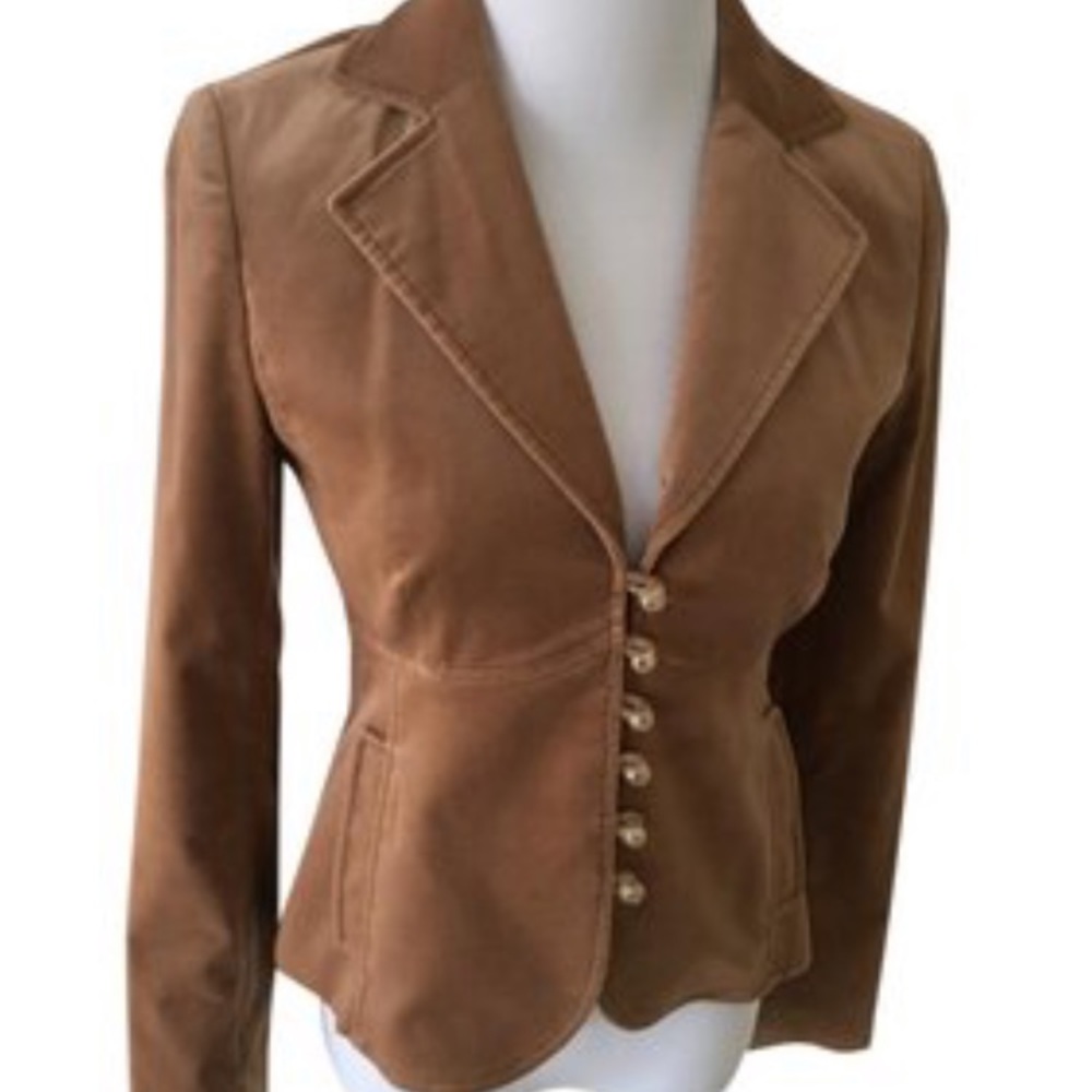 Laundry By Shelli Segal Tan Velvet Jacket Gem